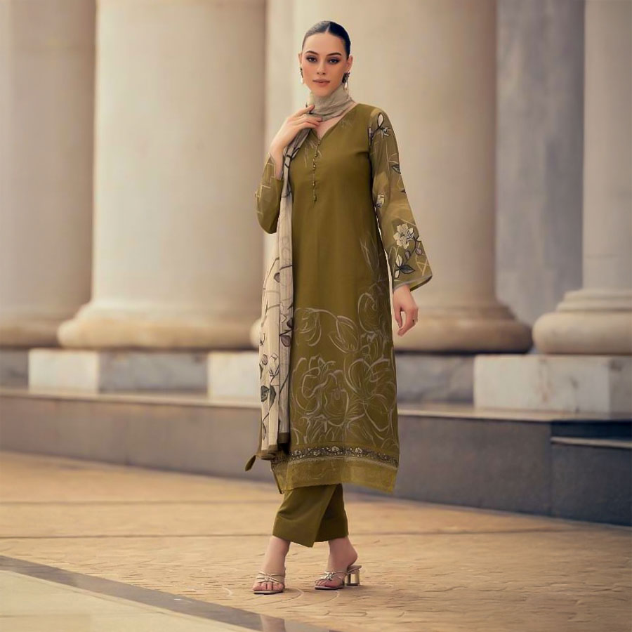 Green  Jam Cotton Casual Wear Salwar Kameez