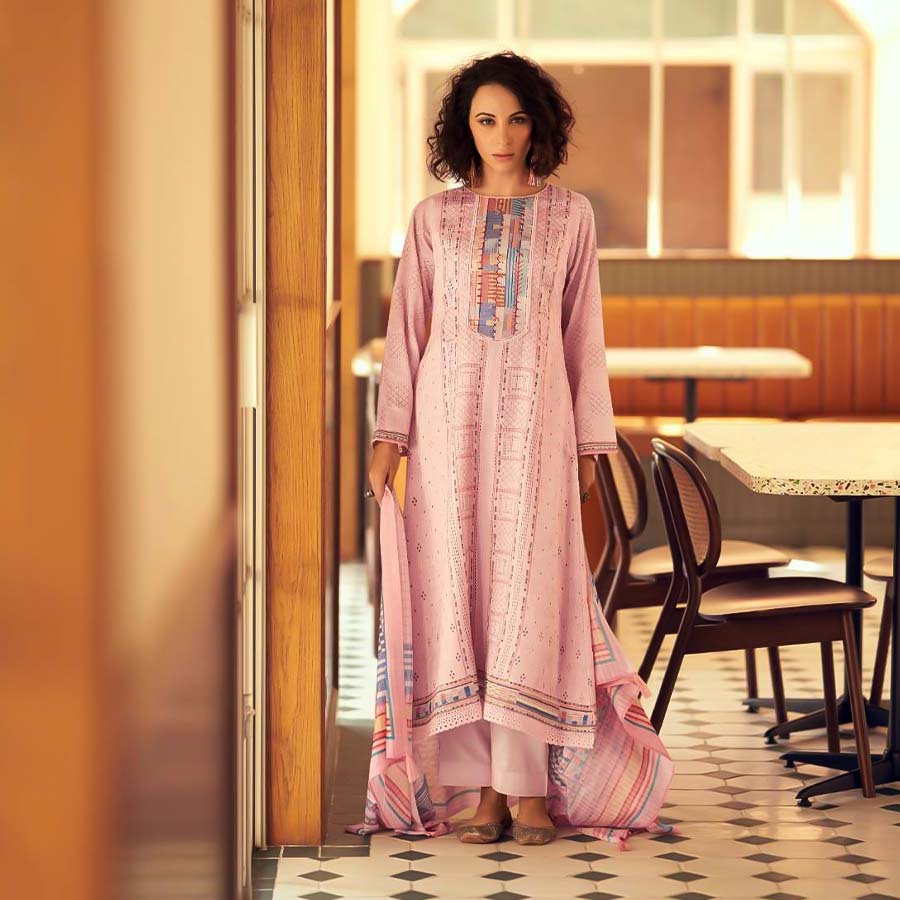 Pink  Jam Cotton Casual Wear Salwar Kameez