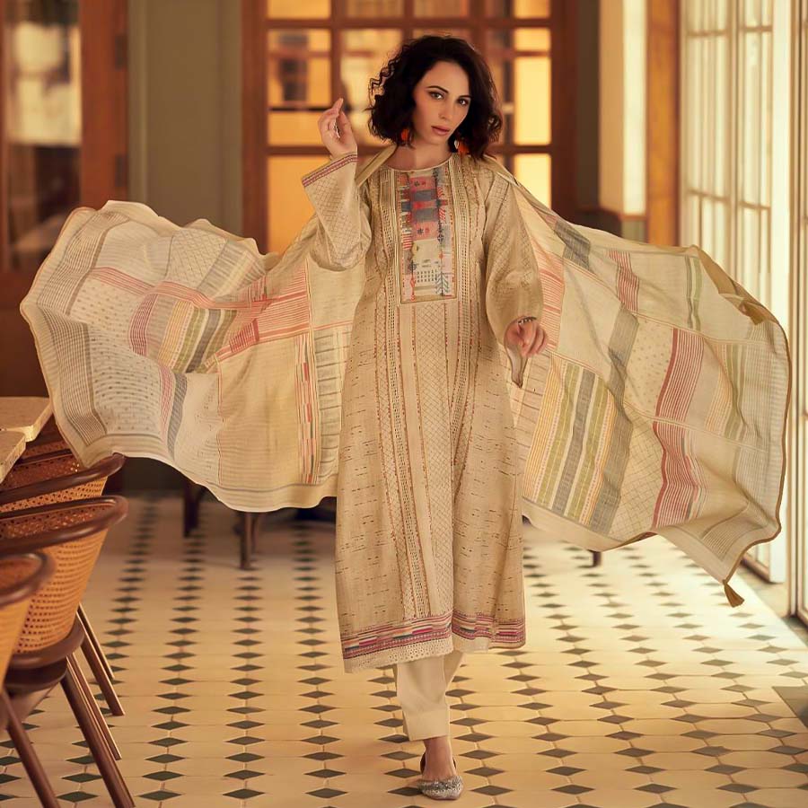 Yellow Jam Cotton Casual Wear Salwar Kameez