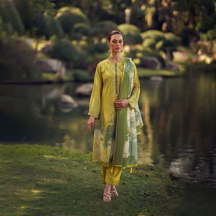 Mint Green Muslin Silk Casual Wear Salwar Kameez