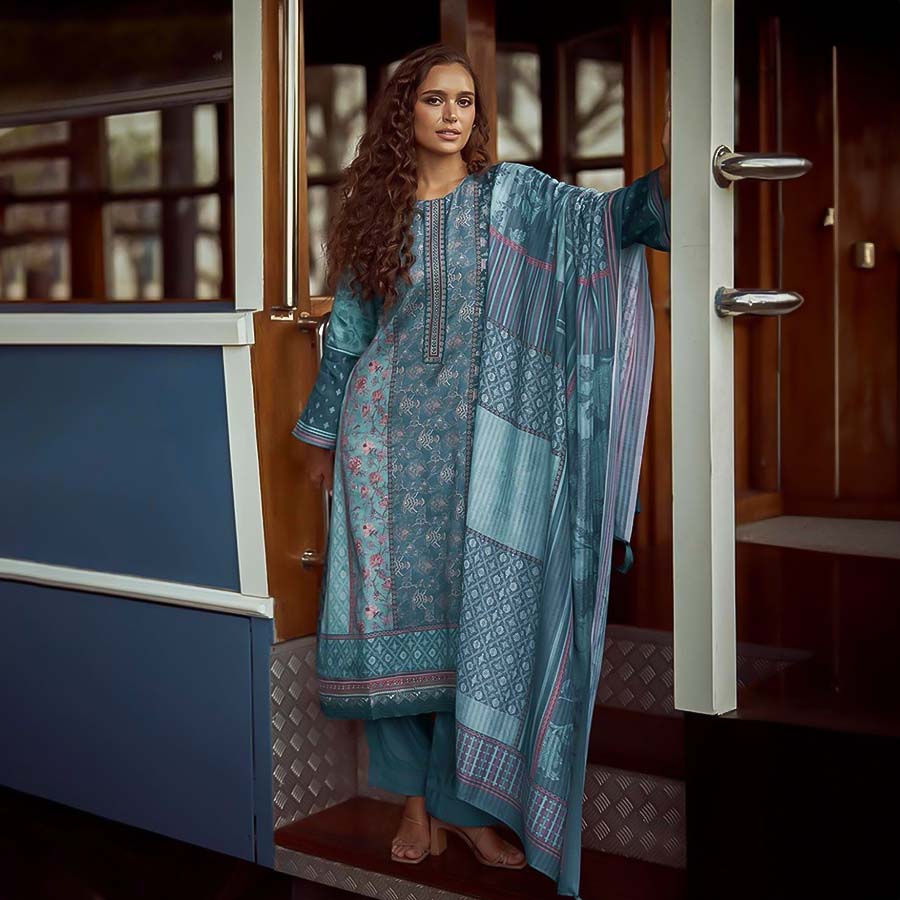 Blue Jam Cotton  Casual Wear Salwar Kameez