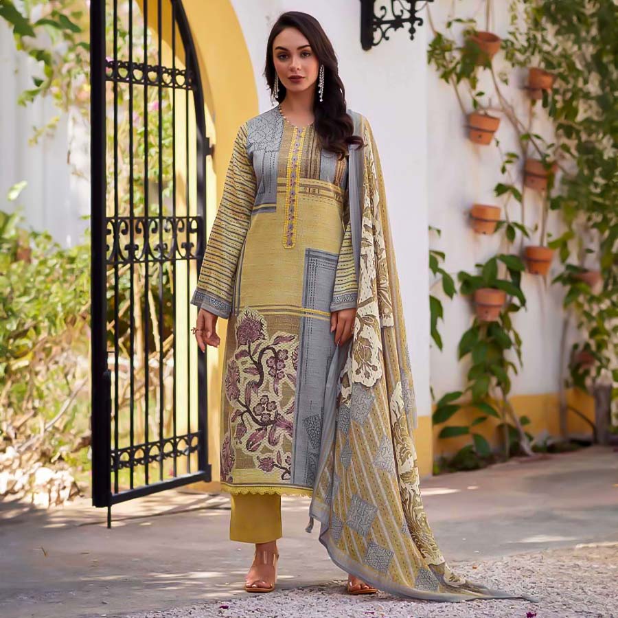 Green Jam Cotton Casual Wear Salwar Kameez