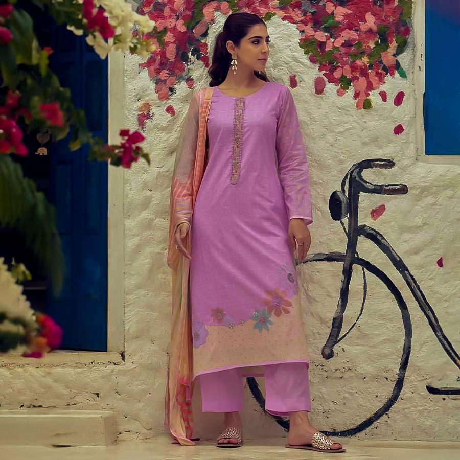 Pink  Lawn Cotton Casual Wear Salwar Kameez