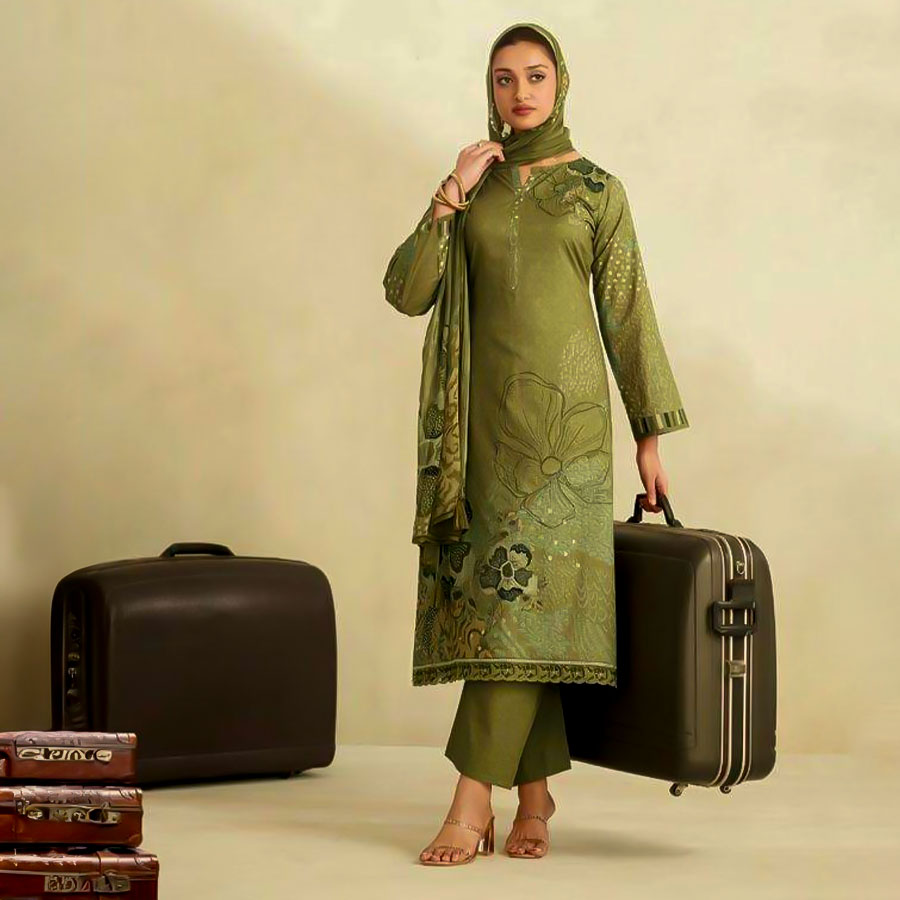 Green  Lawn Cotton Casual Wear Salwar Kameez