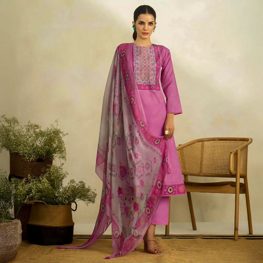 Pink  Lawn Cotton Casual Wear Salwar Kameez