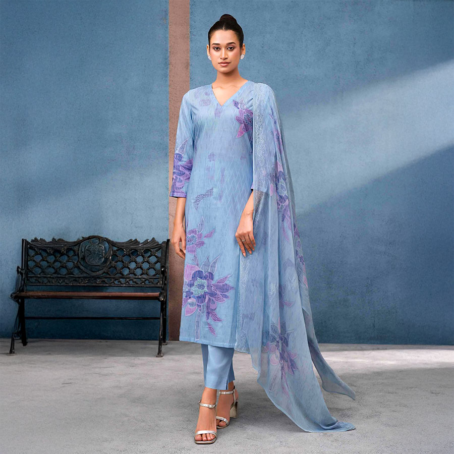 Blue  Cotton Lawn  Party Wear Salwar Kameez