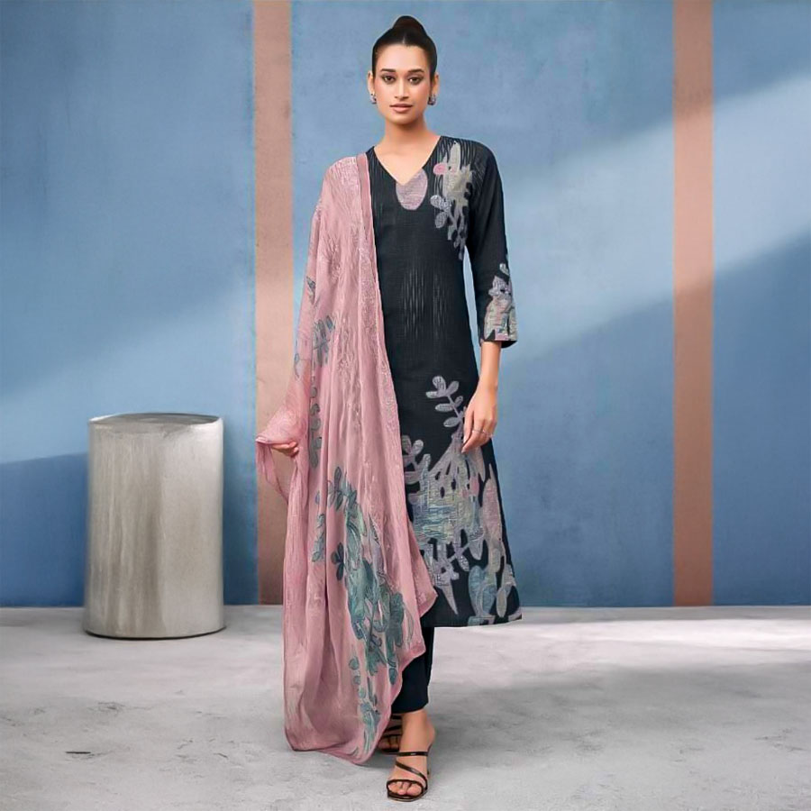 Black  Cotton Lawn  Party Wear Salwar Kameez