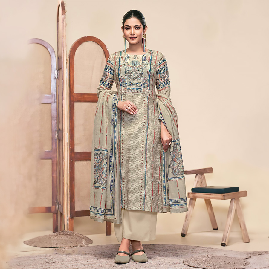 Grey Silk Partywear Suit