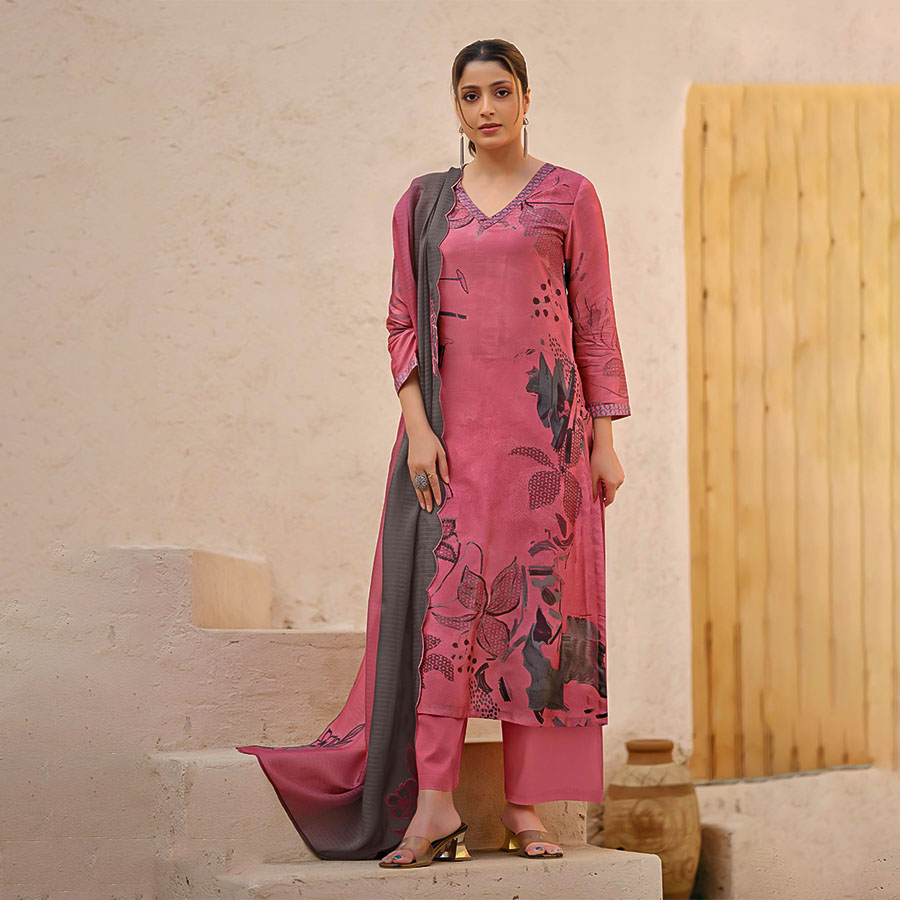 Pink Russian Silk Designer Salwar Kameez