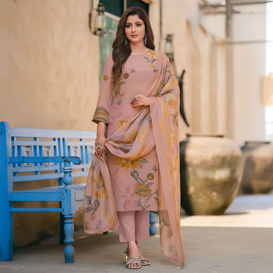 Pink  Shimmer Tissue Crush Party Wear Salwar Kameez