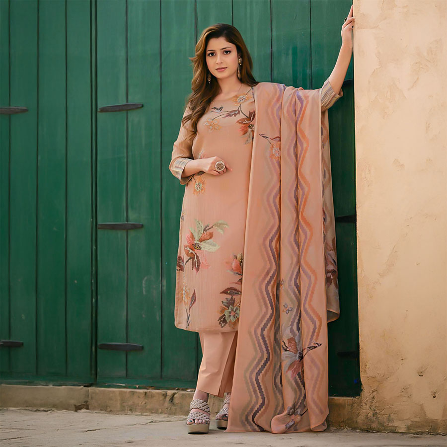 Pink  Shimmer Tissue Crush Party Wear Salwar Kameez