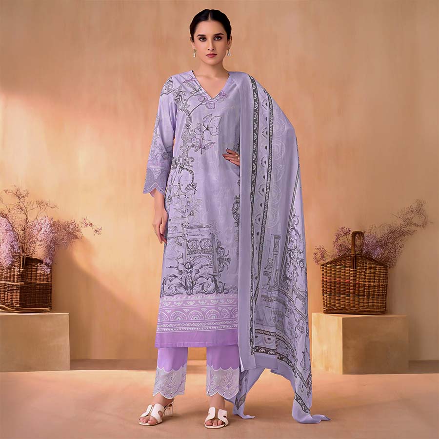 Purple Cotton Lawn  Party Wear Salwar Kameez