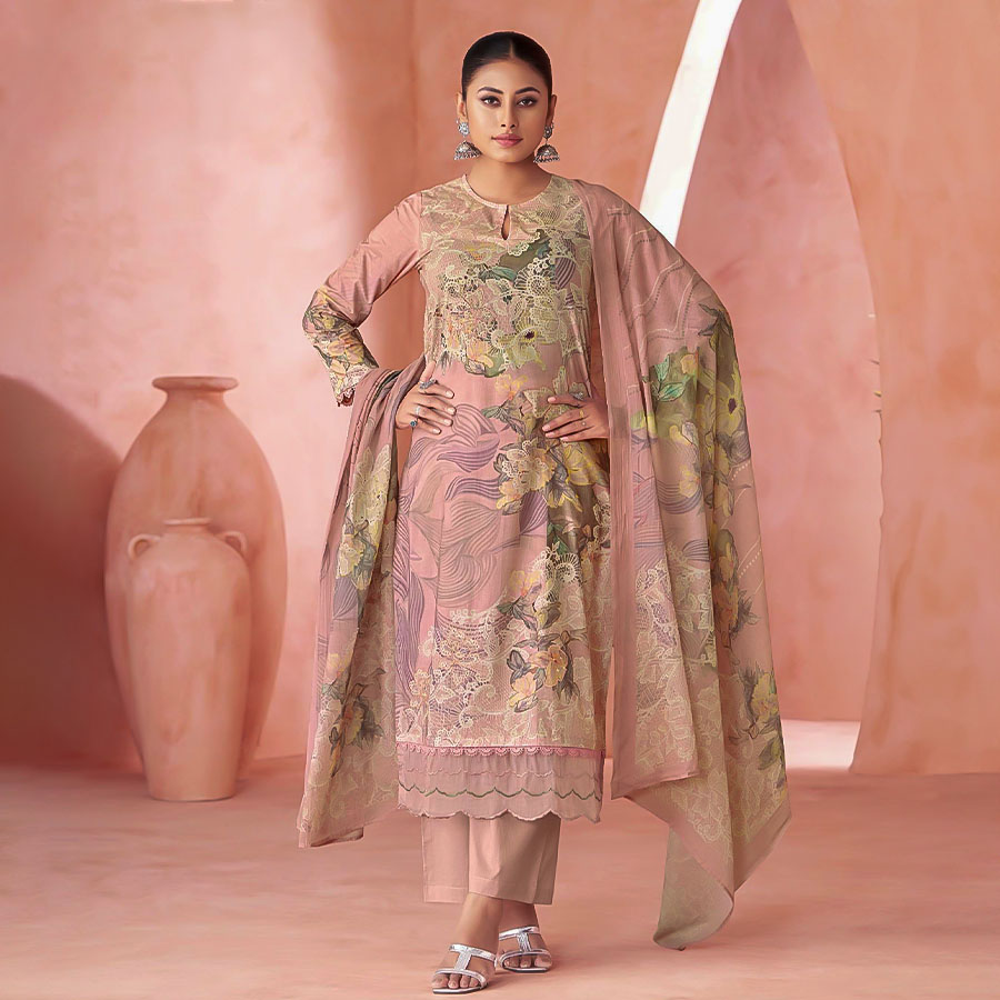 Pink  Cotton Lawn Party Wear Salwar Kameez