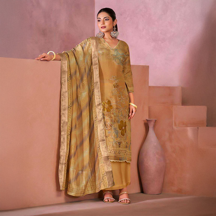Orange  Simmer Tissue Crush Designer Salwar Kameez