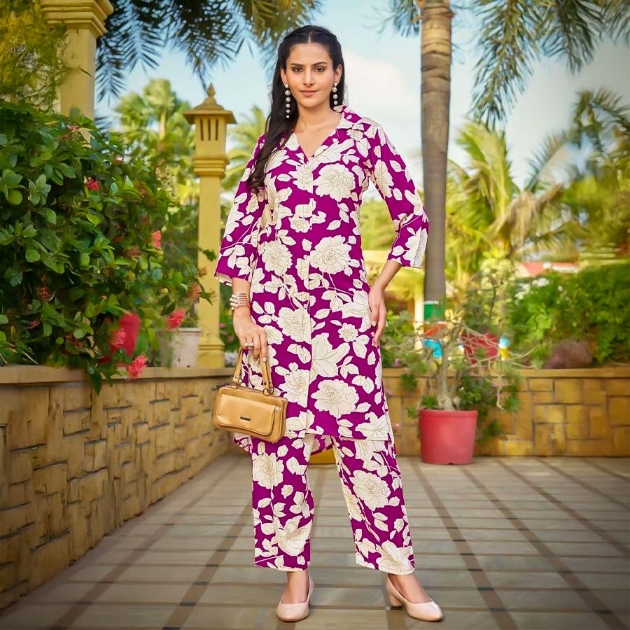 Magenta  Rayon Casual Wear Kurti