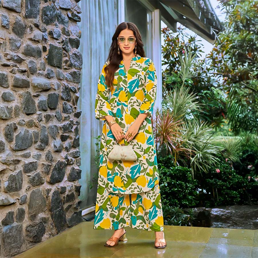 Green  Cotton Flex Printed Kurti