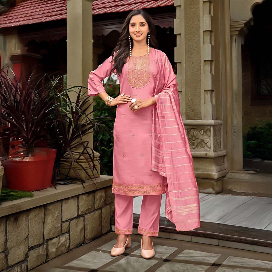 Pink  Vertican  Casual Wear Salwar Kameez