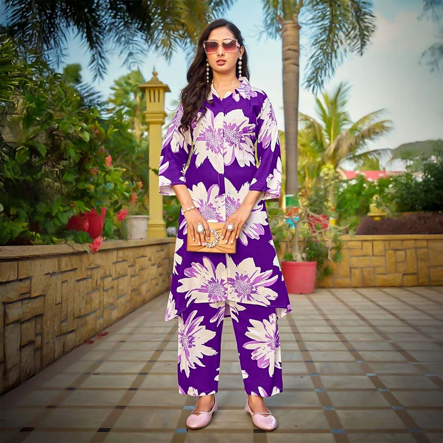 Violet  Rayon Casual Wear Kurti
