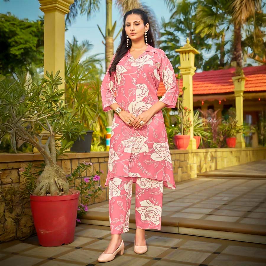 Pink  Rayon Casual Wear Kurti