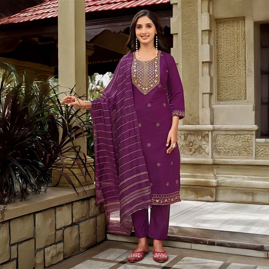 Violet Vertican  Casual Wear Salwar Kameez