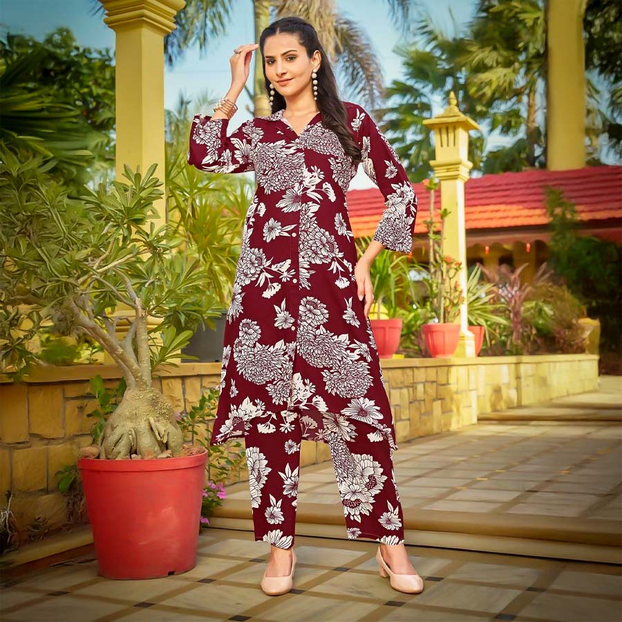 Brown  Rayon Casual Wear Kurti