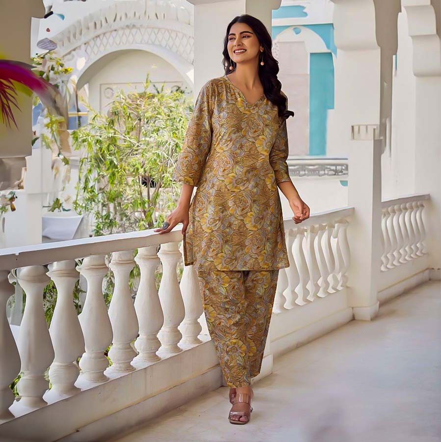 Brown Cotton Casual Wear Kurti