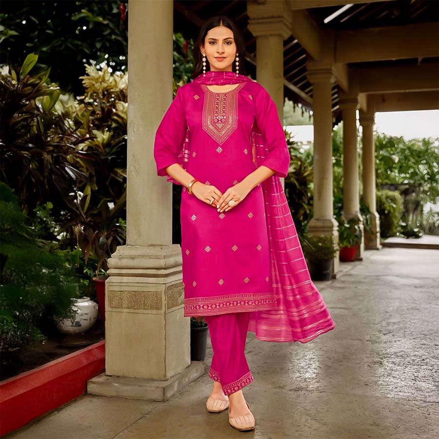 Magenta  Vertican  Casual Wear Salwar Kameez