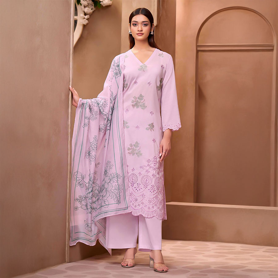 Purple  Cotton Lawn  Party Wear Salwar Kameez