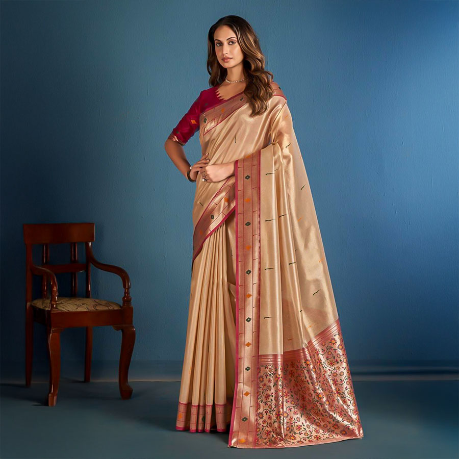 Yellow Tissue Casual Wear Saree