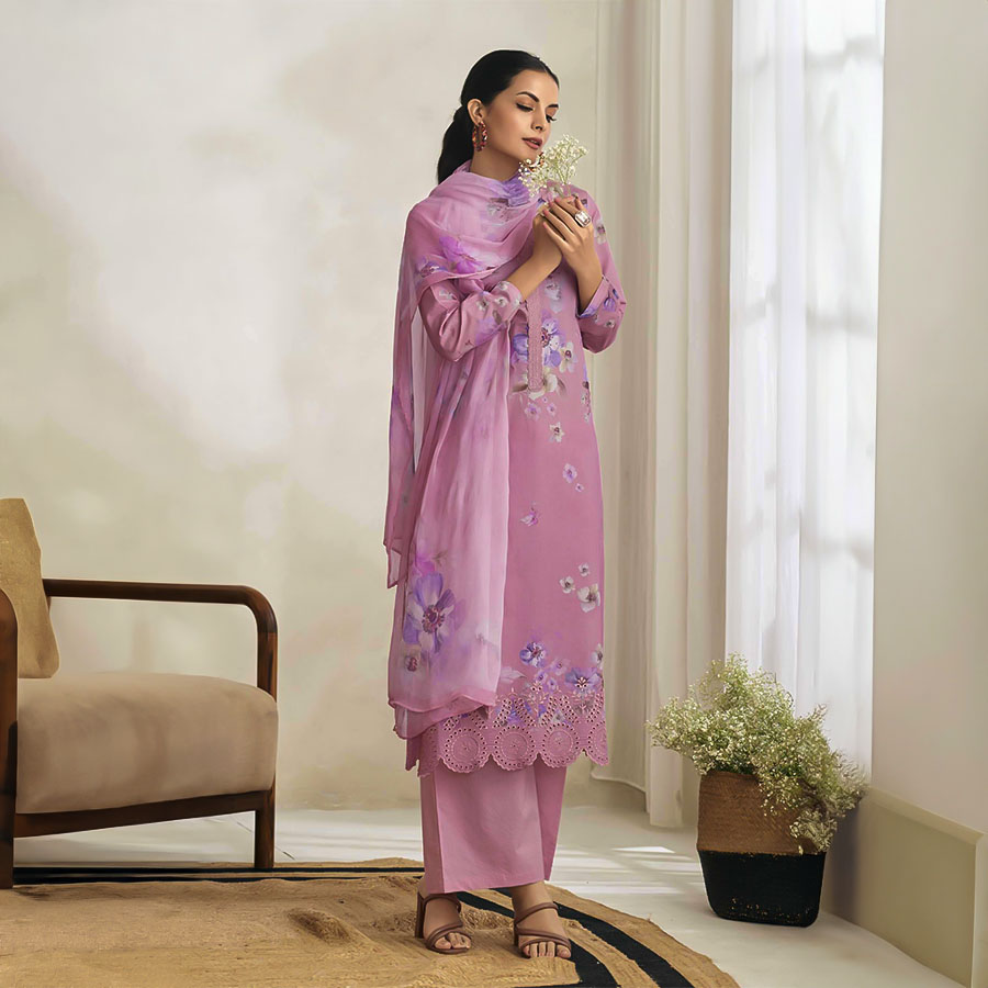 Purple Cotton Lawn Casual Wear Salwar Kameez