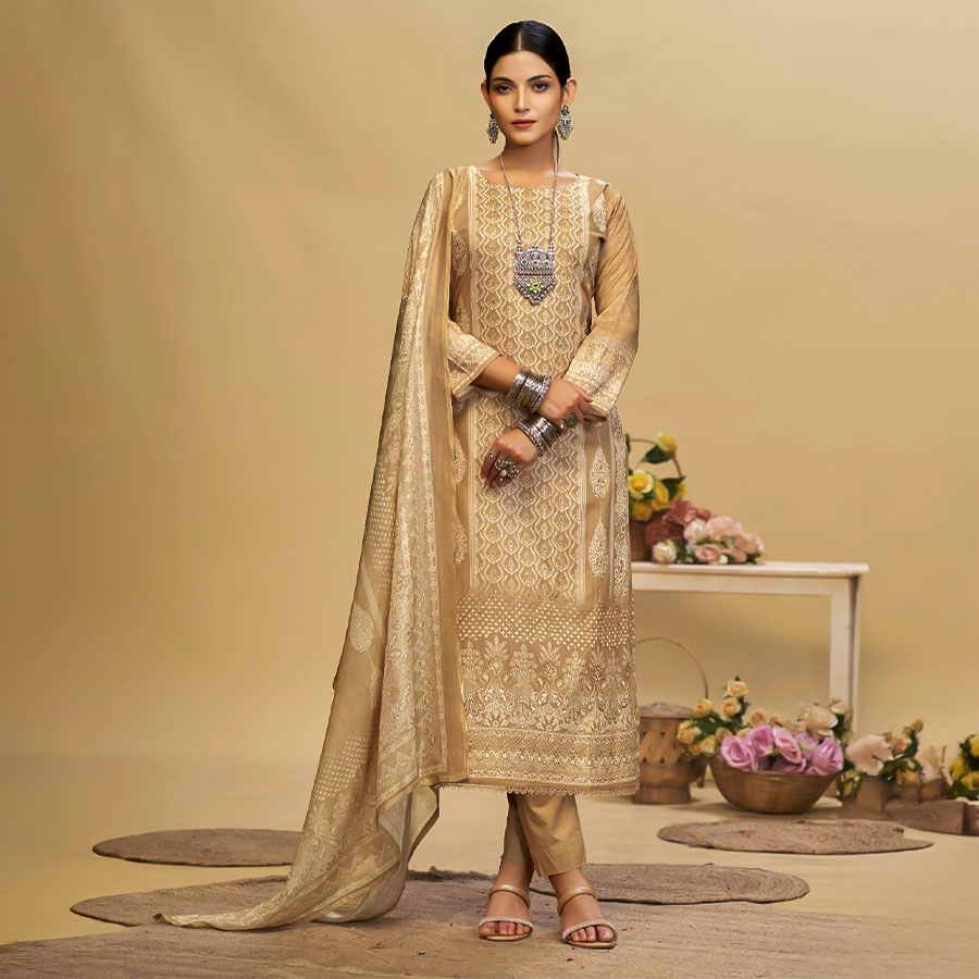 Yellow Cambric Casual Wear Salwar Kameez