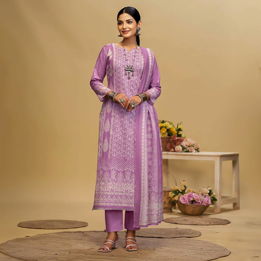Purple Cambric Casual Wear Salwar Kameez
