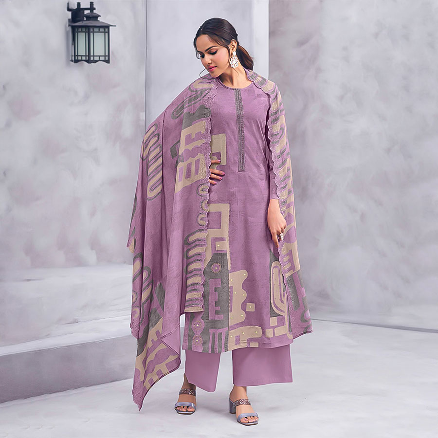 Purple Cotton Lawn Casual Wear Salwar Kameez