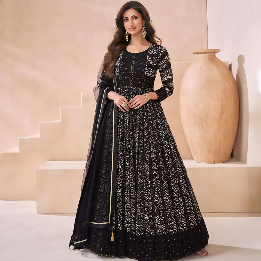 Black Georgette Designer Suit