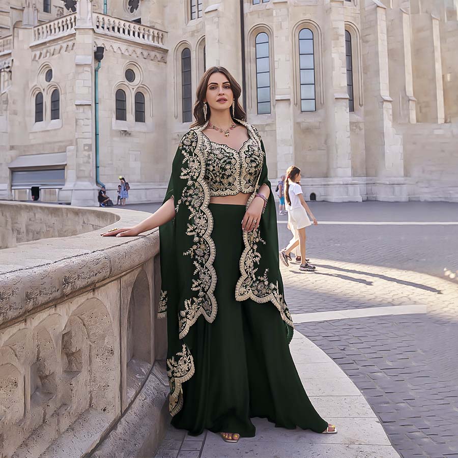 Green Silk Designer Lehenga