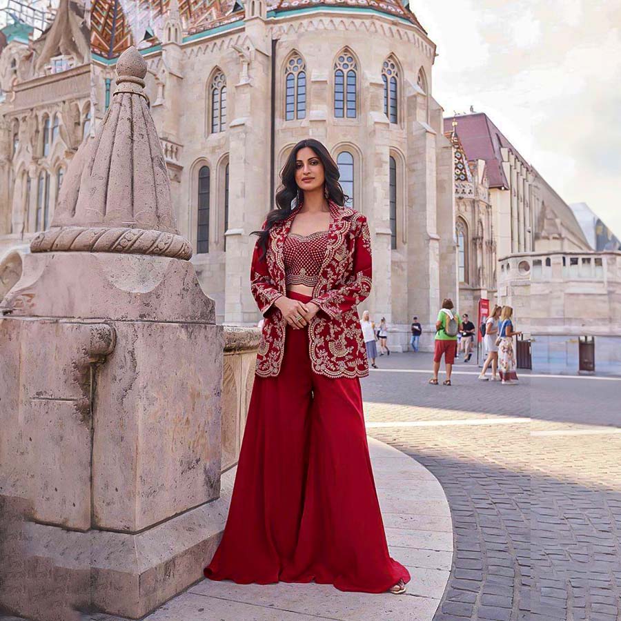 Red Premium Silk Designer Salwar Kameez