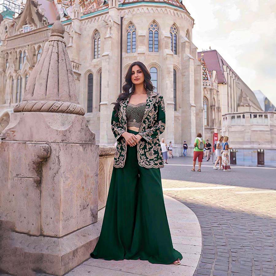 Green Premium Silk Designer Salwar Kameez