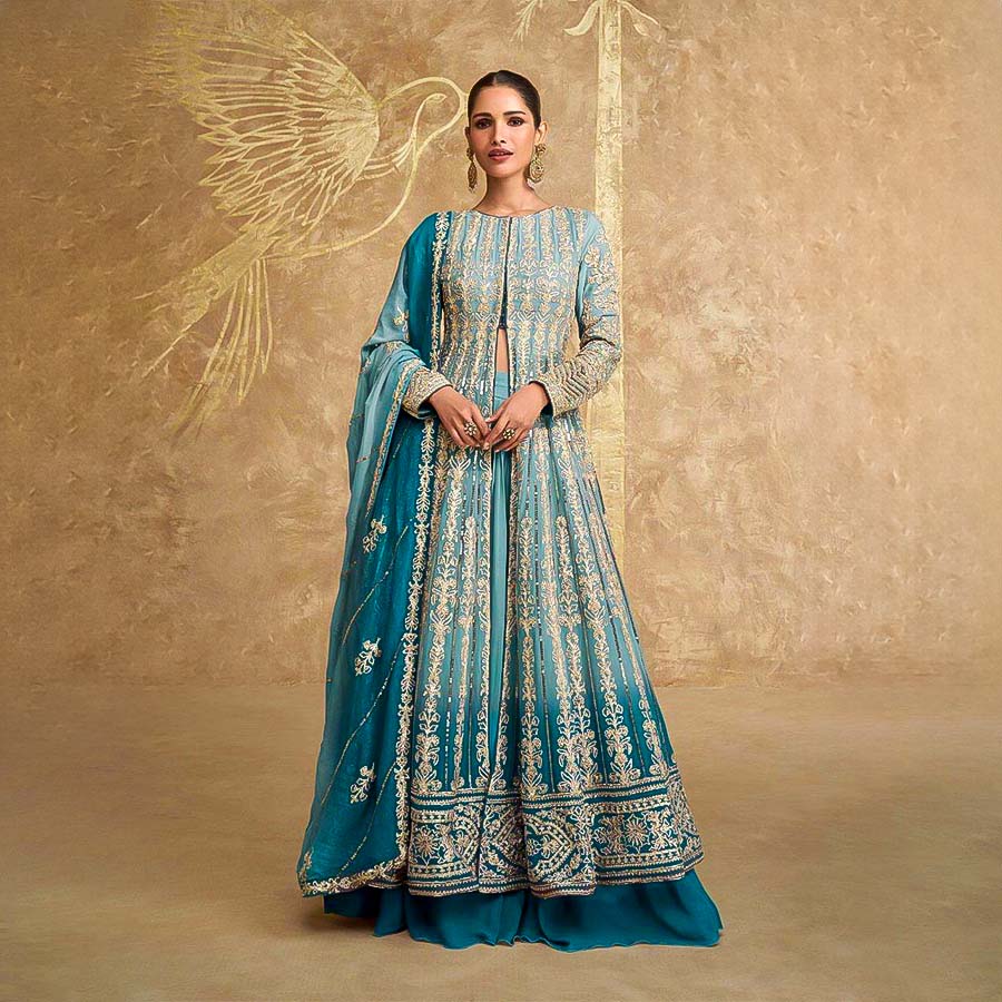 Blue Georgette Designer Salwar Kameez