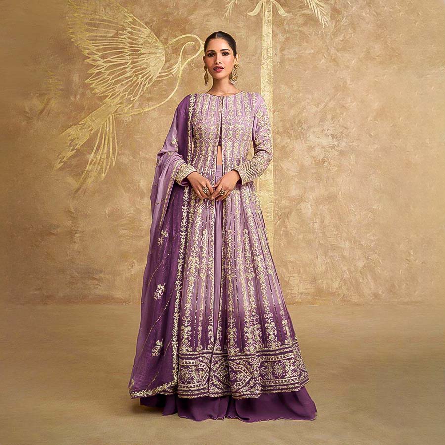 Purple Georgette Designer Salwar Kameez