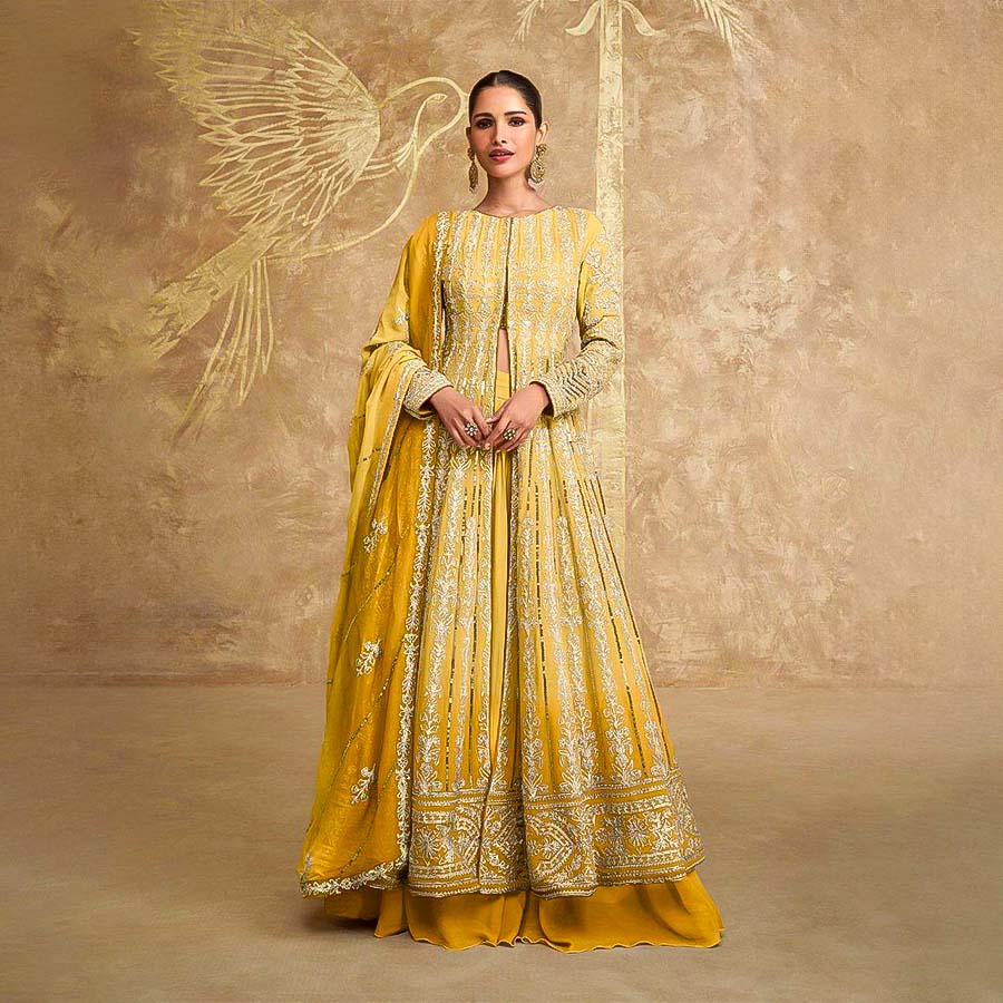 Yellow Georgette Designer Salwar Kameez