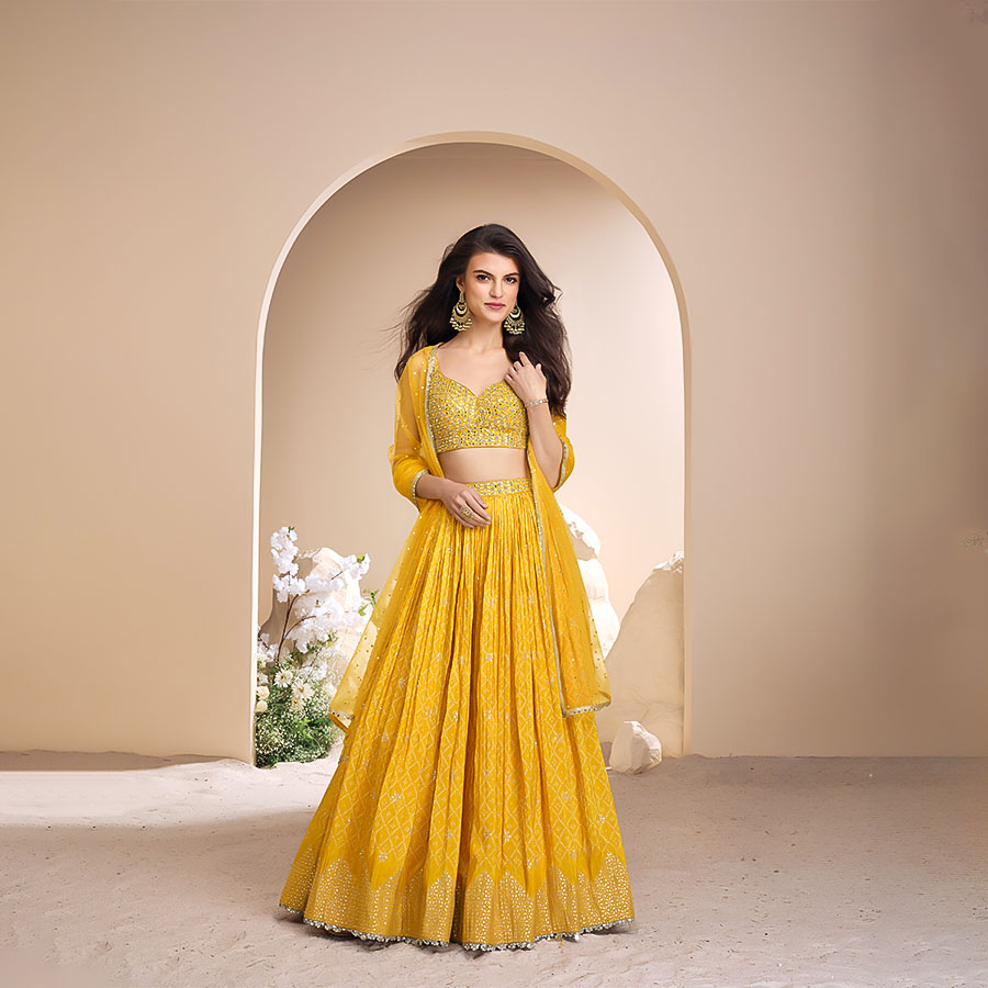 Yellow Viscose Jacquard  Designer Salwar Kameez