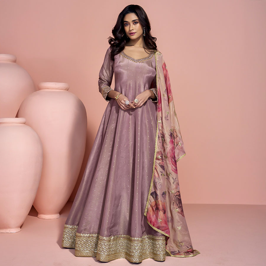 Violet  Viscose Jacquard Designer Salwar Kameez