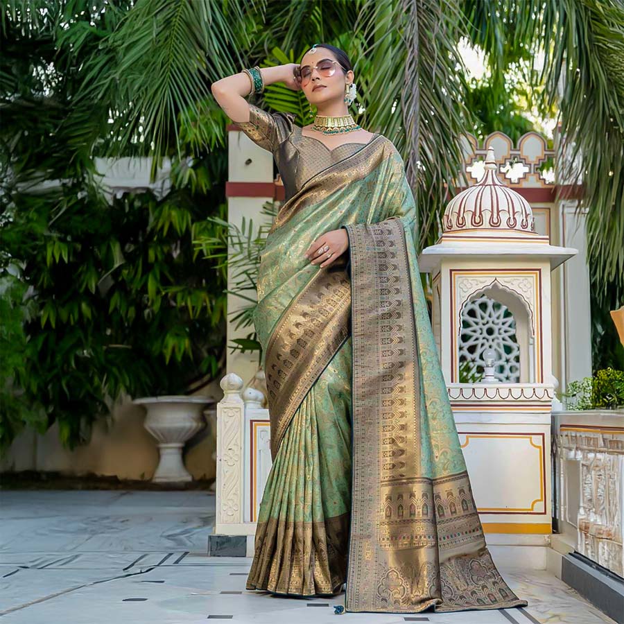 Green  Kanjivaram Silk Party Wear Saree