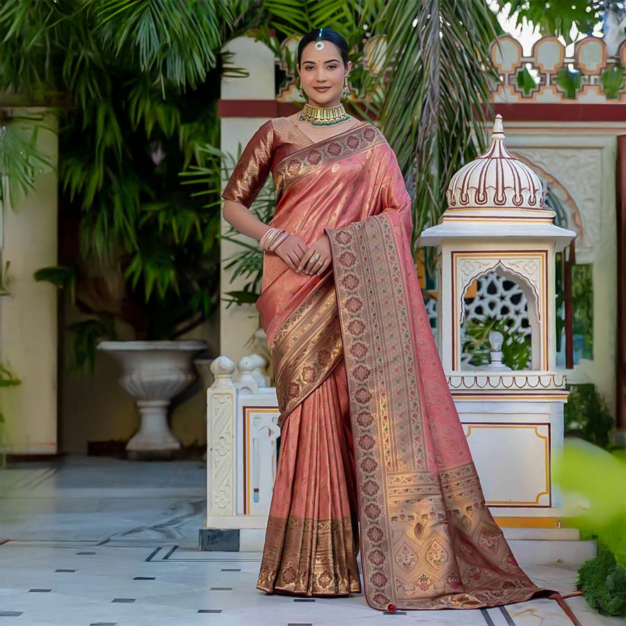 Orange  Kanjivaram Silk Party Wear Saree