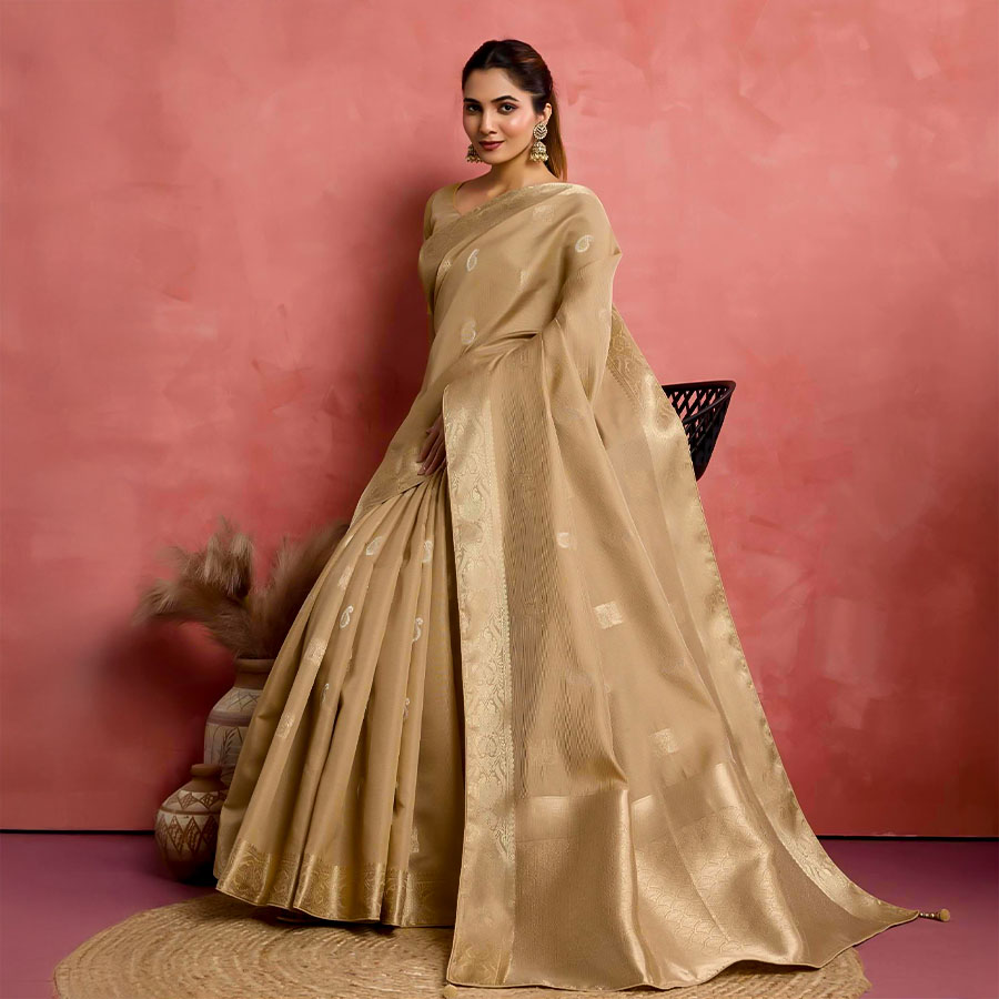 Brown Soft Silk  Casual Wear Saree