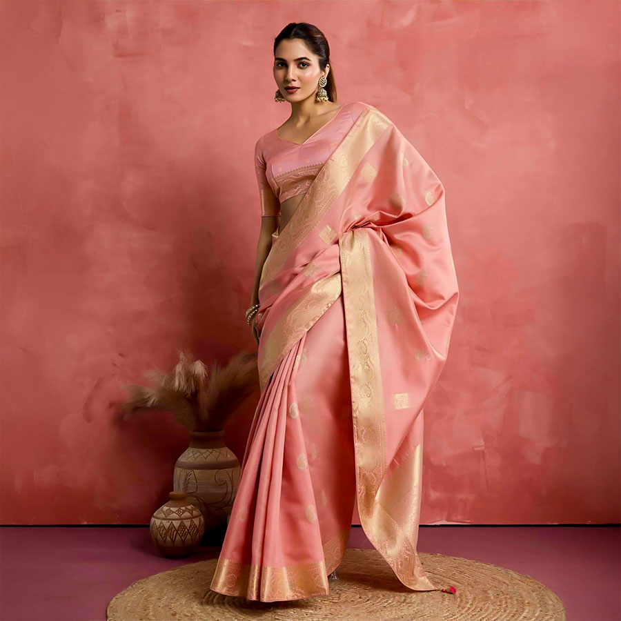 Pink  Soft Silk  Casual Wear Saree