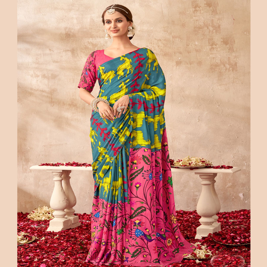 Multicolour  Viscose Casual Saree