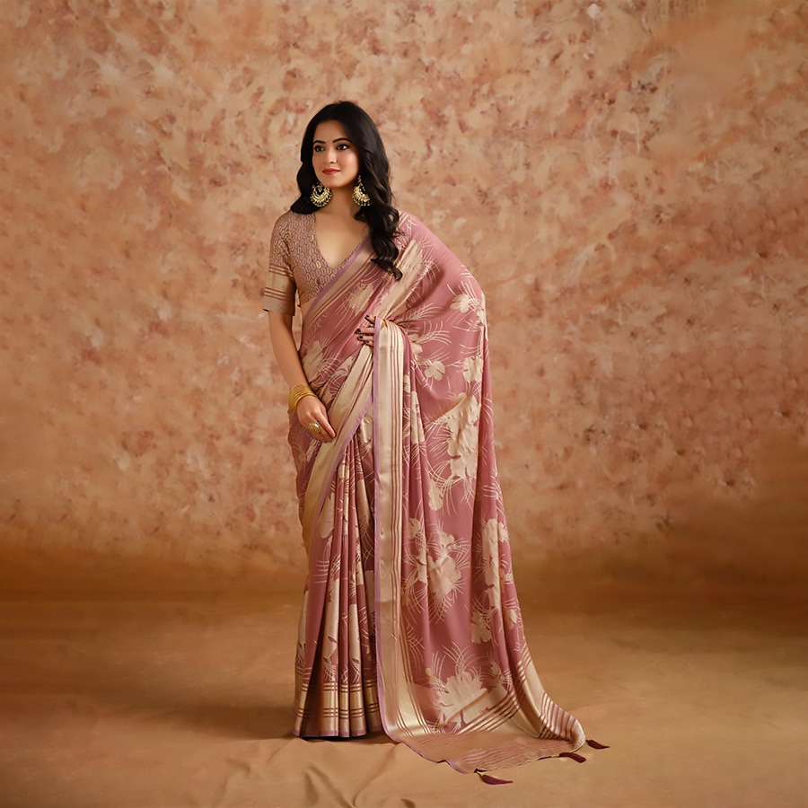 Pink Moss Brasoo Casual Saree