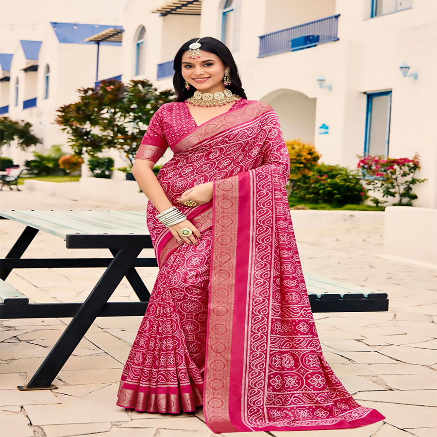 Pink banarsi Partywear Saree