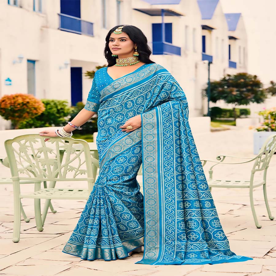 Blue banarsi Partywear Saree